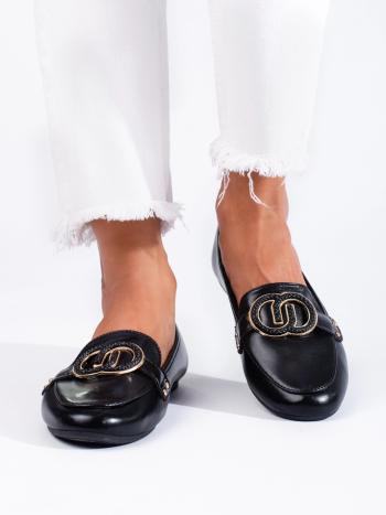 Mocasini cu tocuri negre plate confortabile pentru femei