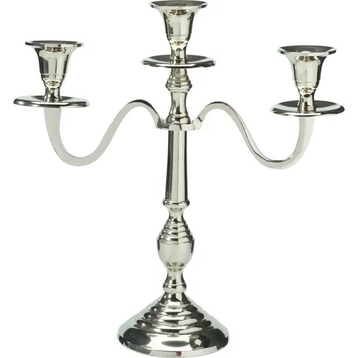 Sfeșnic metalic cu 3 brațe 29x10x30 cm, culoareargintiu, decor 2