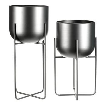 Set suporturi din metal pentru flori Moderny, gri,2 buc.
