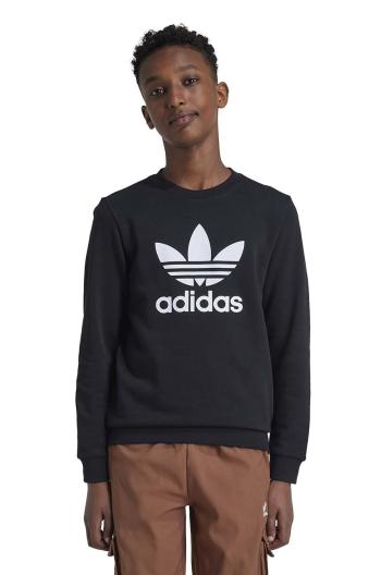 Dětská mikina adidas Originals TREFOIL CREW černá barva, s potiskem, IY7435