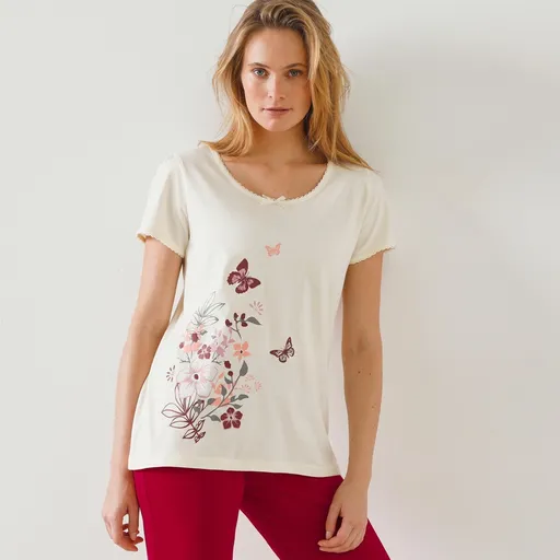 Cămașă de pijama cu mâneci scurte cu imprimeu