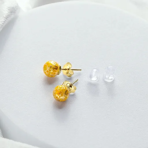 Lampglas Cercei tip stud strălucitori Sunlite Nude, cu aur de 24 de carate în perlele Lampglas ENM1/AG/POZ-PU