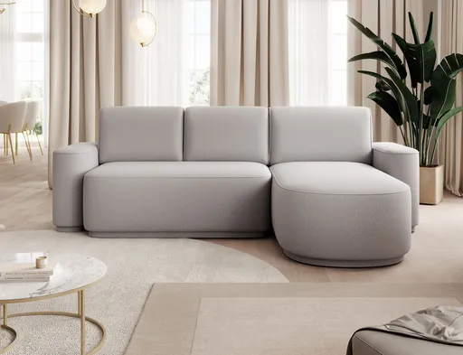 Coltar extensibil dreapta 4 locuri ELTAP, Aurumm, 285x180x92 cm, lemn/poliester, gri deschis