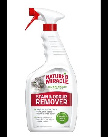 NATURE'S MIRACLE Stain&amp;Odour Remover Cat Spray impotriva petelor si mirosurilor, pentru pisici 709 ml