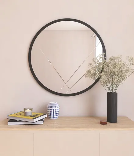 Oglinda decorativa, Hanah Home, Gabel, 60x60x2.2 cm, Negru
