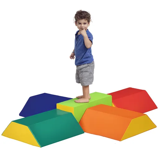 HOMCOM Set de Construcții Moi pentru Copii 1-3 Ani cu 5 Blocuri, 48.3x19.1x48.3 cm, Multicolor | Aosom Romania