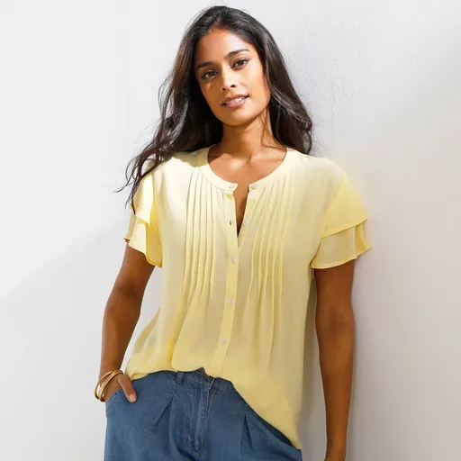 Bluză cu pliuri și mâneci scurte