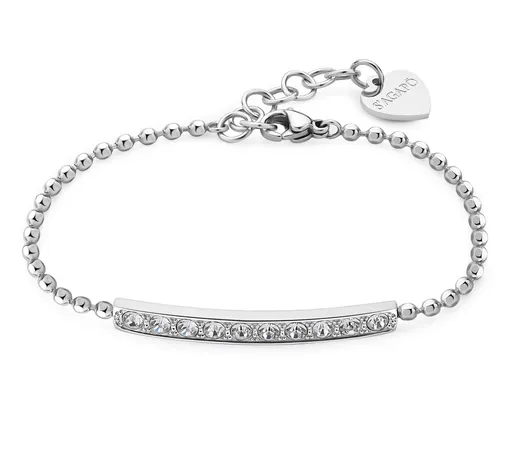 S'Agapõ Brățară strălucitoare din oțel cu cristale albastru deschis Dazzly SDZ11