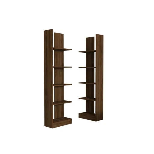 Bibliotecă Ikiz Walnut, maro închis