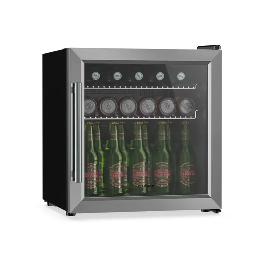 Klarstein Beersafe frigider pentru băuturi cu uși din sticlă | 44 x 48 cm | Iluminare interioară LED | Argintiu