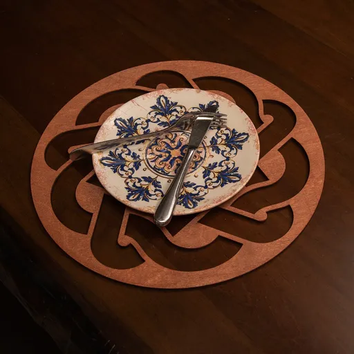 Set de covorașe de masă din lemn, Hermia, 790PYN1112, Dimensiune: 36 x 36 cm (4 bucăți), Roz