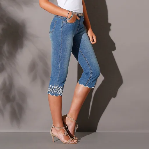 Blugi 3/4 cu broderie