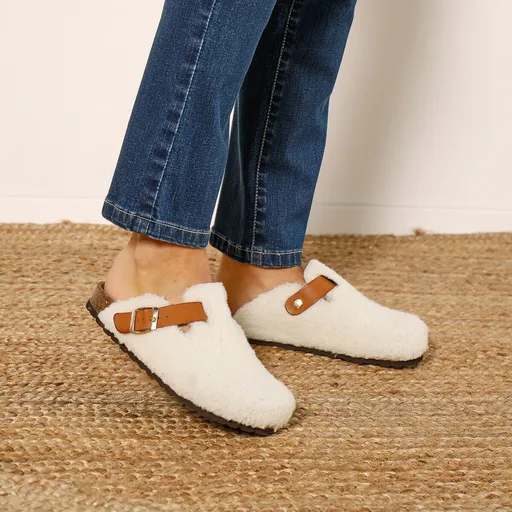 Papuci de casă din material sherpa