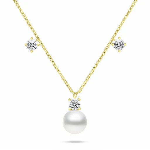 Brilio Silver Colier frumos placat cu aur cu perlă și zirconii NCL213Y