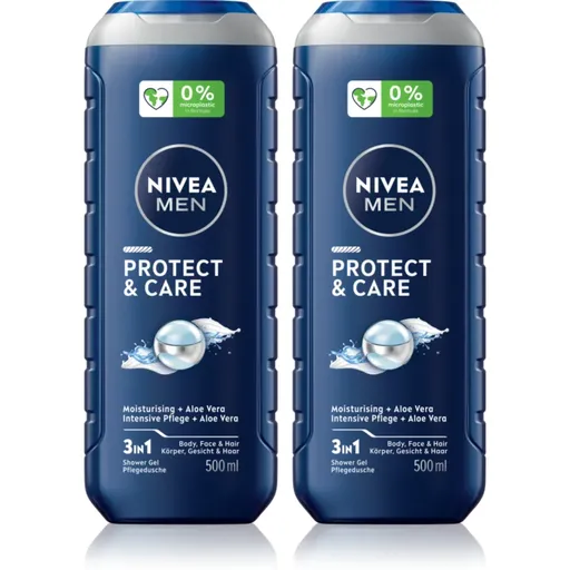 NIVEA MEN Protect & Care gel de dus pentru față, corp și păr ambalaj economic 2 x 500 ml