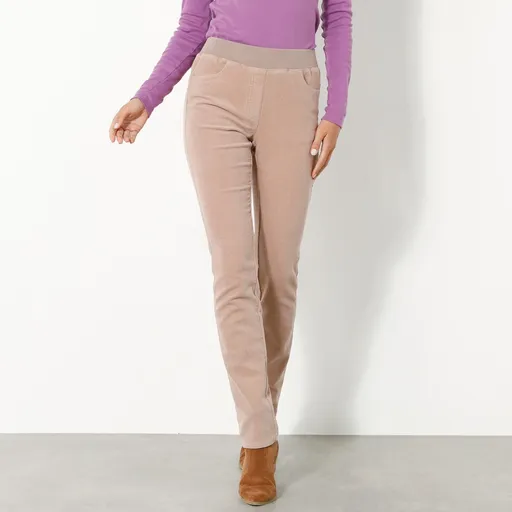 Pantaloni drepți din catifea cu talie elastică