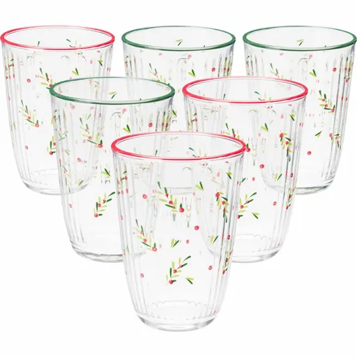 Set de 6 pahare de Crăciun Xmas Leaves 395 ml