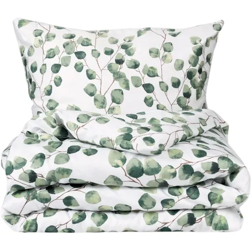 Lenjerie de pat Matex Satin Acuarelă frunze de eucalipt , 140 x 200 cm, 70 x 90 cm
