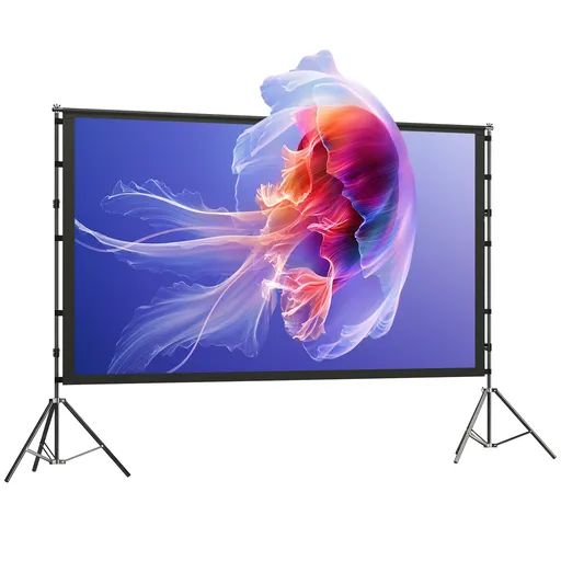 HOMCOM Ecran pentru Proiector de 100" 4K/8K HD, Format 16:9 cu 2 Trepiede Pliabile, Proiecție dublă, Unghi Larg de 160°, pentru Acasă, Cinema, Exterio