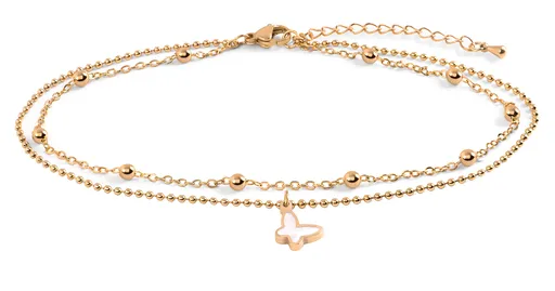 Troli Brățară dublă placată cu aur cu fluture