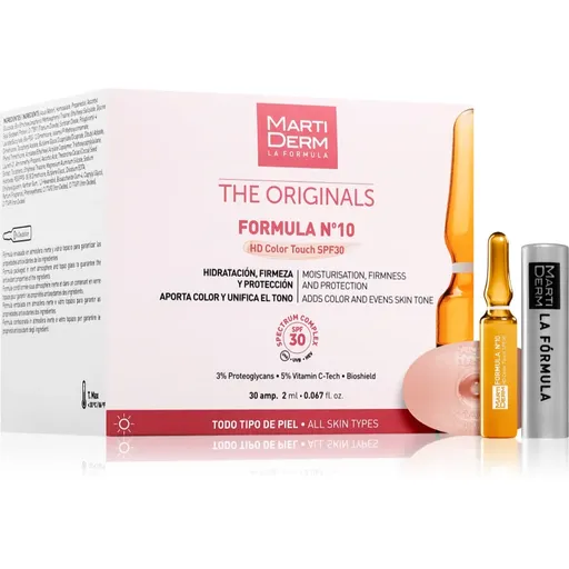 MartiDerm The Originals Formula Nº10 HD Color Touch ser facial hidratant cu vitamina C SPF 30 30x2 ml