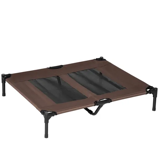 PawHut Sezlong Caini Metal și Panza Oxford, Confort Superior 92x76x18cm, Maro și Negru | Aosom Romania
