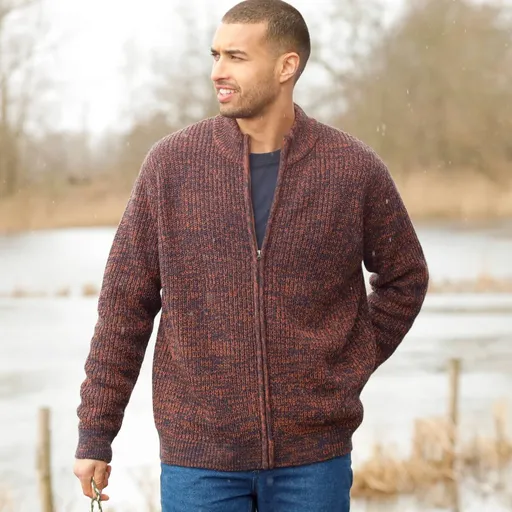 Pulover cu fermoar bidirecțional, 30% lână