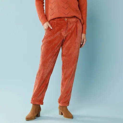 Pantaloni chino din catifea reiată 7/8 pentru o siluetă mai mică