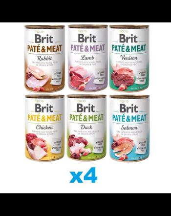 BRIT Pate&amp;Meat Mix arome 24x400 g hrana pate pentru caini