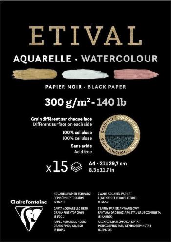 Clairefontaine Etival Black Double-Grain Glued Pad On 1 Side Skicář A4 300 g