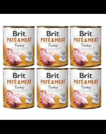 BRIT Pate&amp;Meat turkey 6 x 800 g Conserva pateu pentru caini, cu curcan