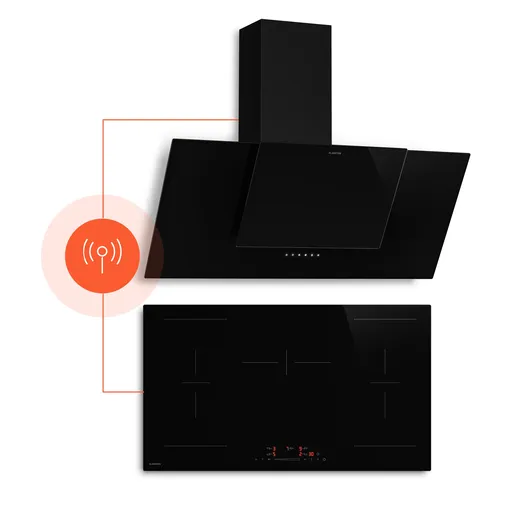 Klarstein Plită cu inducție HaloSync cu hotă | 5 zone de gătit | 11400 W | 632 m³/h | 90 cm