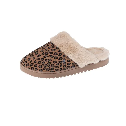 Papuci de casă din piele cu model de piele de leopard Isotoner®