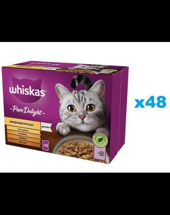 WHISKAS Adult hrana umeda pisici adulte 48x85g pui, curcan, pasare, rata in aspic