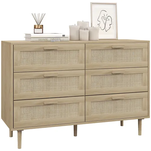 HOMCOM Comodă cu 6 sertare, sertar de depozitare înalt | Aosom Romania