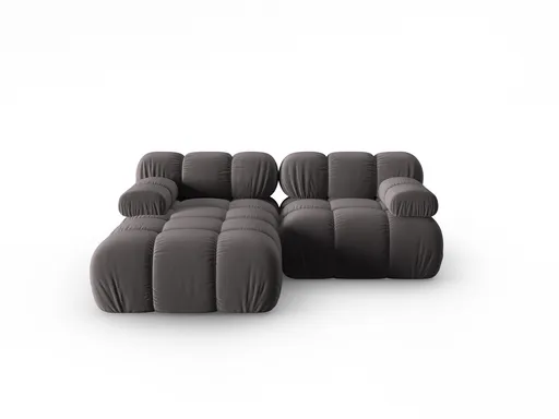 Coltar modular stanga 3 locuri, Bellis, Micadoni Home, BL, 188x155x70 cm, catifea, gri inchis