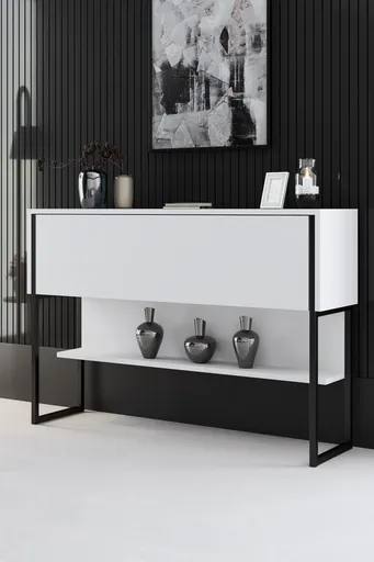 Dulap, Hanah Home, Luxe, 120x80x30 cm, Alb/Negru