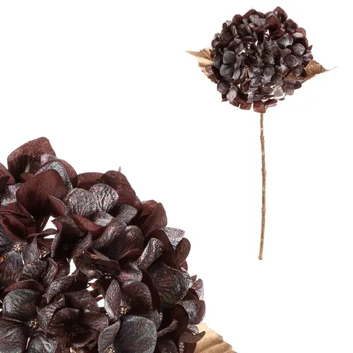 Hortensie artificială tăiată, maro cu auriu, 65 cm, maro