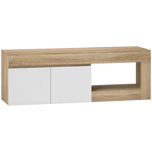 HOMCOM Dulap pentru TV de 60" cu Dulăpior, 2 Uși și Raft Deschis, Mobilier TV din Lemn, 140x40x48 cm, Lemn Natural | Aosom Romania