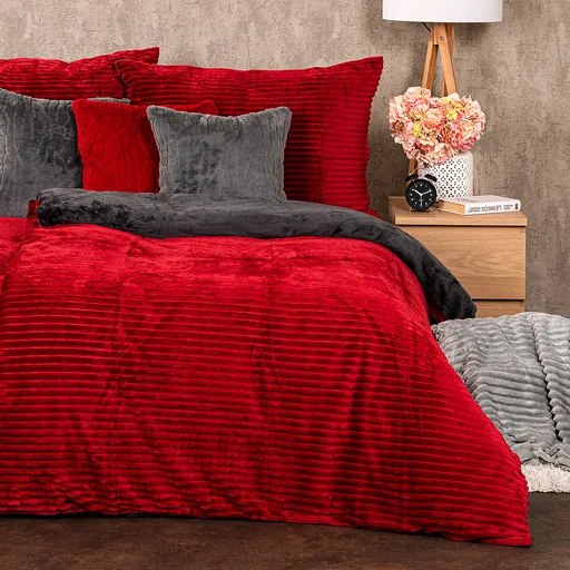 Lenjerie de pat din microflanel 4Home Stripe vin, 140 x 200 cm, 70 x 90 cm, vișiniu