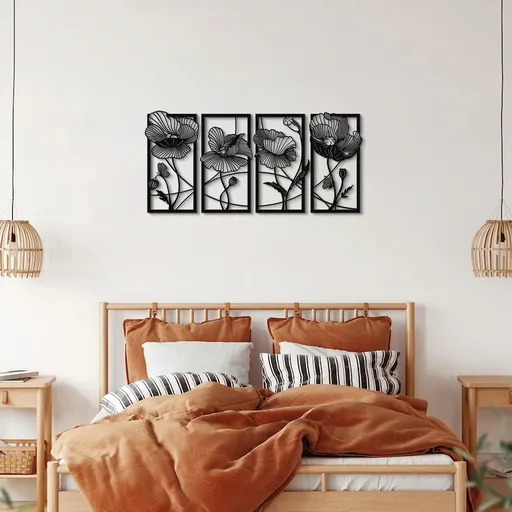 Decoratiune de perete, Blossom, 95 x 46 cm, Negru