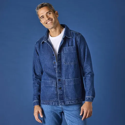 Jachetă din denim tip worker cu 3 buzunare