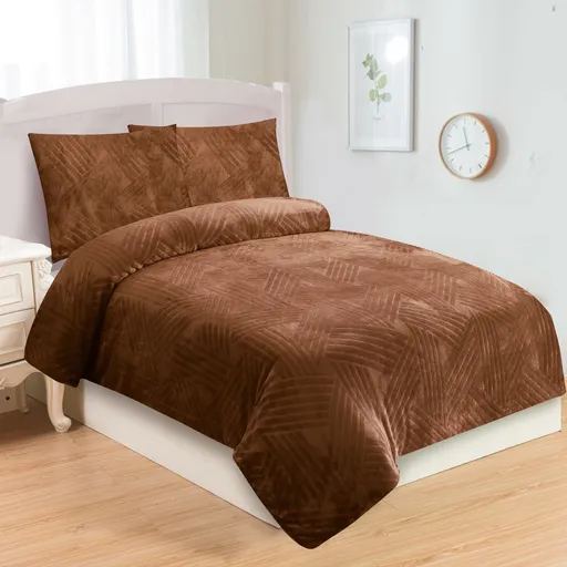 Lenjerie de pat micro-pluș Trinity maro , 140 x200 cm, 70 x 90 cm, maro