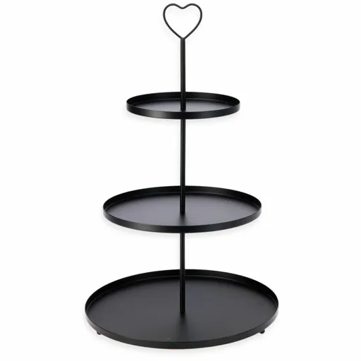 Suport metalic cu 3 etaje, 30 × 30 × 48 cm, negru, negru