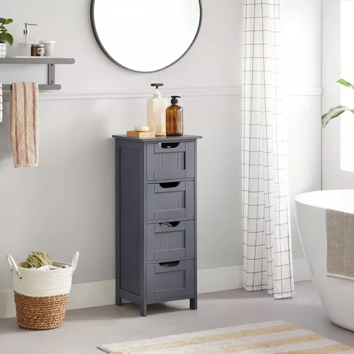 Dulap pentru baie, Vasaghle, Modern Style, 30x30x82 cm, MDF, gri