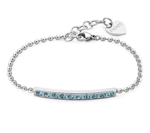 S'Agapõ Brățară strălucitoare din oțel cu cristale albastru deschis Dazzly SDZ15