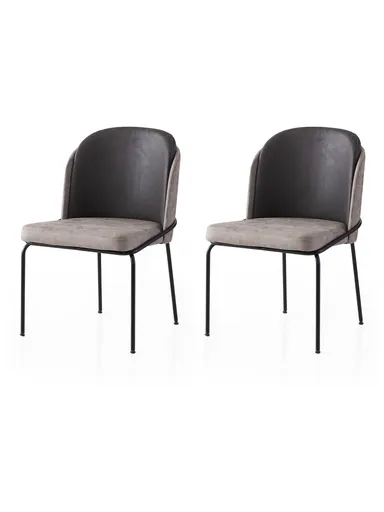 Set scaune 2 piese, Hanah Home, Dore, Auriu / Negru / Gri