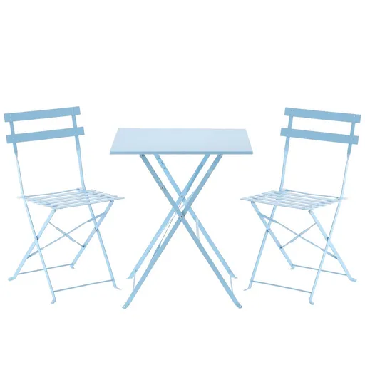 Mobilier de grădină pliabil Aldotrade Bety set albastru, masă și 2 scaune