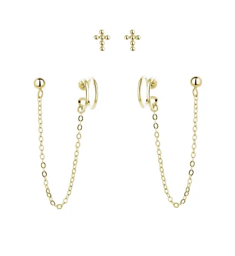 MOISS Cercei asimetrici din argint placat cu aur E0004300