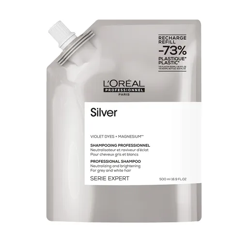 L'Oréal Professionnel Șampon argintiu pentru păr gri și alb Magnesium Silver (Neutralising Shampoo For Grey And White Hair) 500 ml - umplere de rezerv